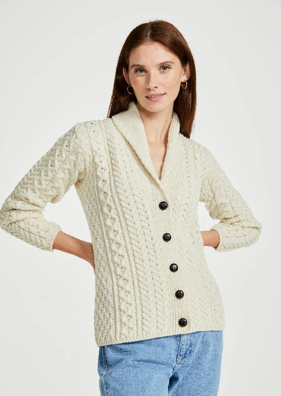 Weekend Deals That Thrill Shawl Collar Aran Cardigan | Natural
