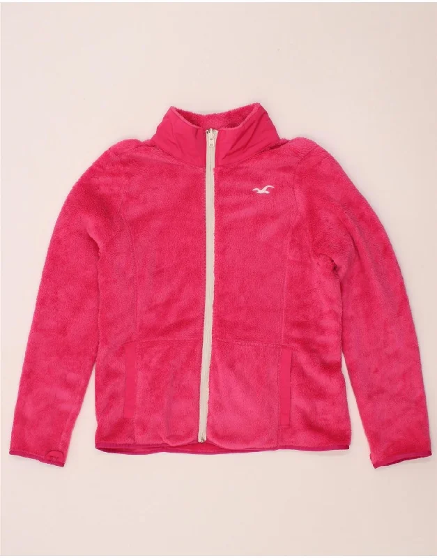 Hurry In HOLLISTER Womens Fleece Jacket UK 18 XL Pink Polyester