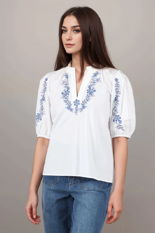 Exclusive Deal Johnny Was Jade Alegra Poplin Peasant Blouse L14724