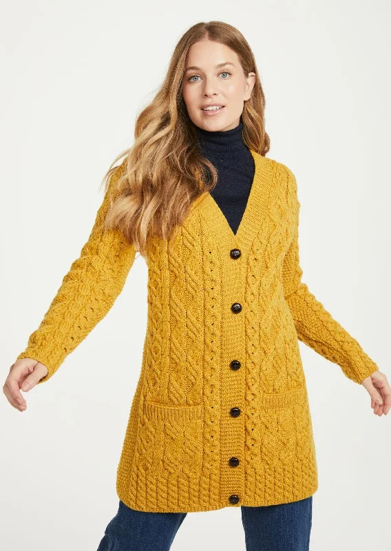 Weekend Specials Just for You Glebe Aran Long Line Cardigan | Sunflower