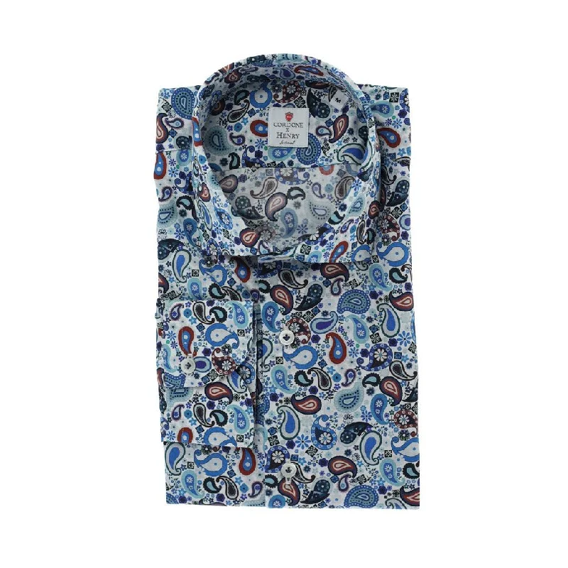 HENRY SARTORIAL X CORDONE Printed Cotton Shirt BLUE MULTI