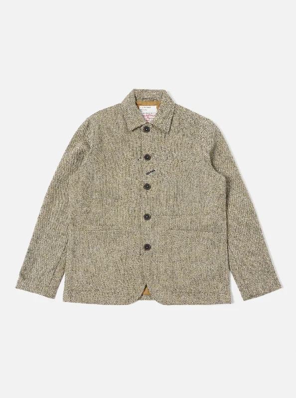 Universal Works Bakers Jacket in Olive Harris Tweed Weave