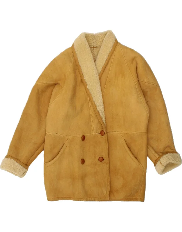 Steal Deal VINTAGE Womens Shearling Coat UK 18 XL Brown