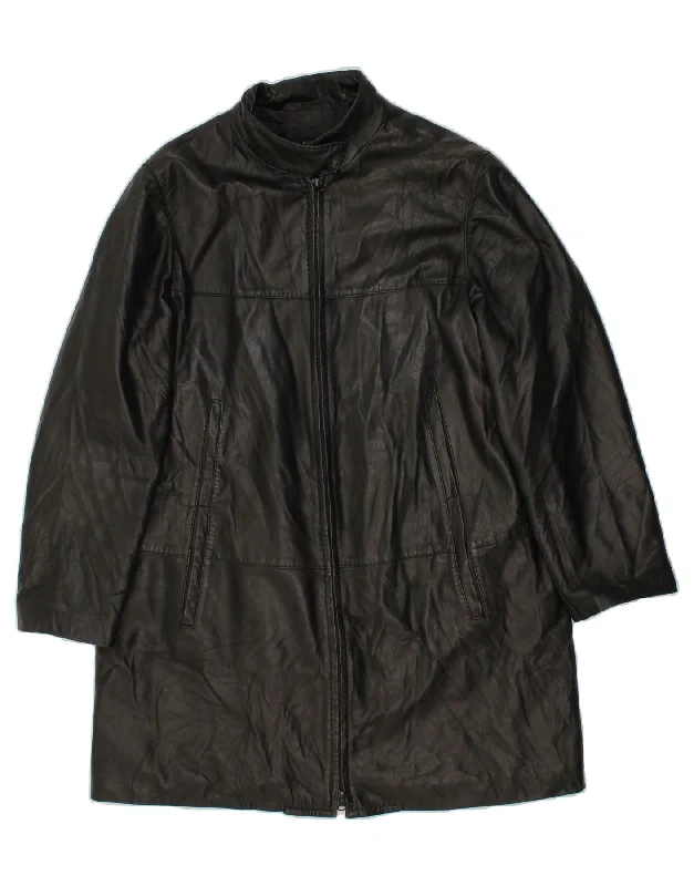 Sale Event ELEKTA Womens Leather Coat UK 19 XL Black Leather