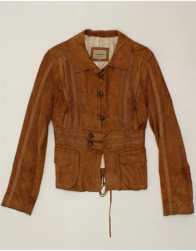Huge Savings CONBIPEL Womens Suede Jacket IT 44 Medium Brown Leather