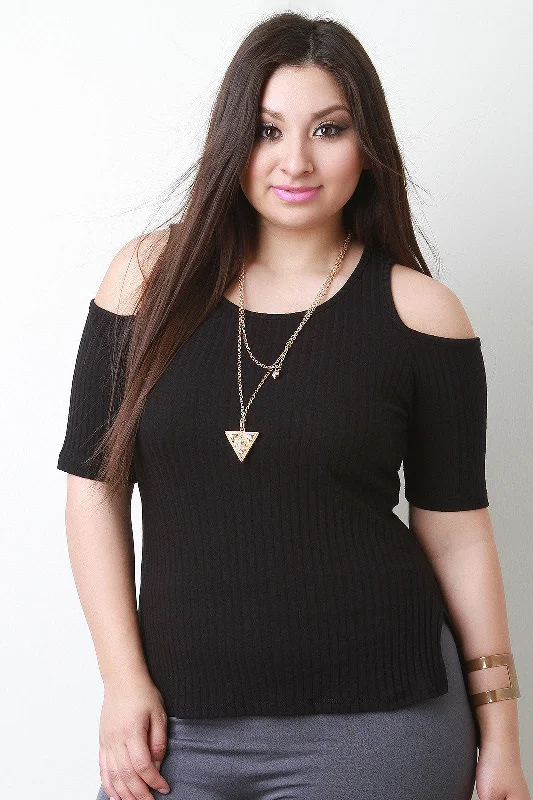 Markdown Madness High Low Cold Shoulder Necklace Top