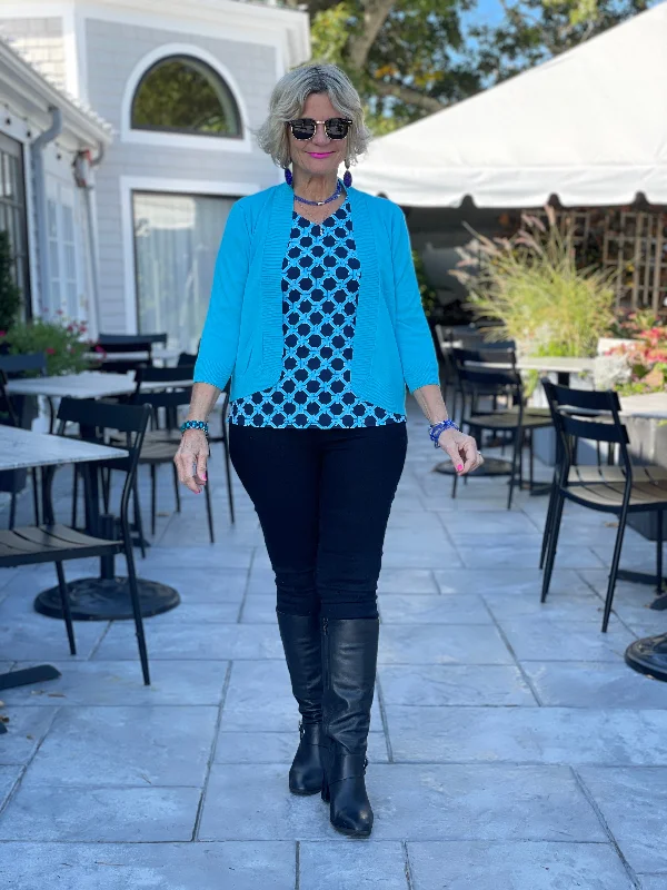 Markdown Madness LULU-B AQUA OPEN SHRUG