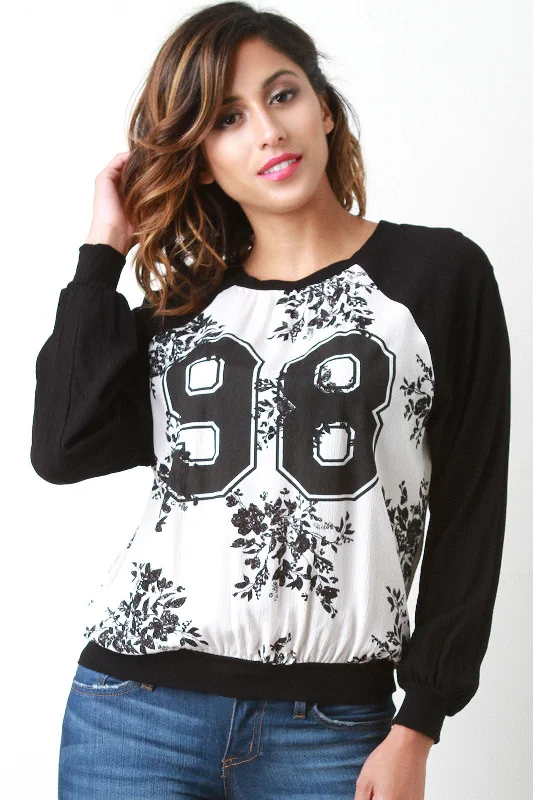 Online Only Floral 98 Raglan Sweater Top