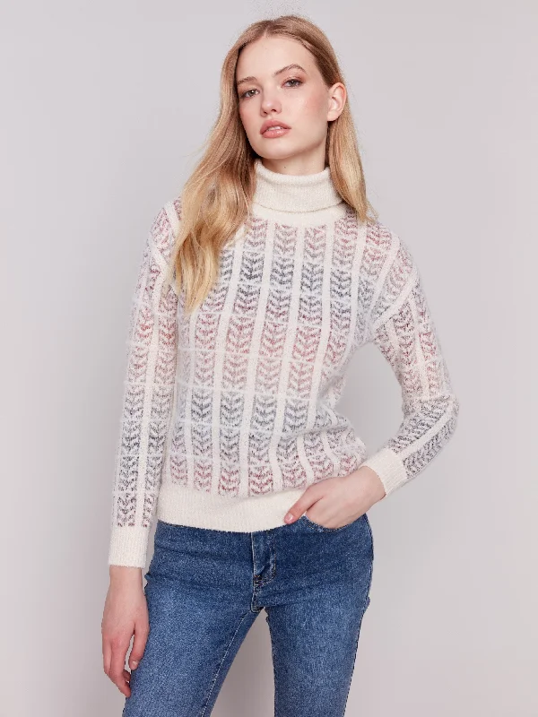 Super Sale Ombre Jacquard Knit Turtleneck Sweater - Autumn