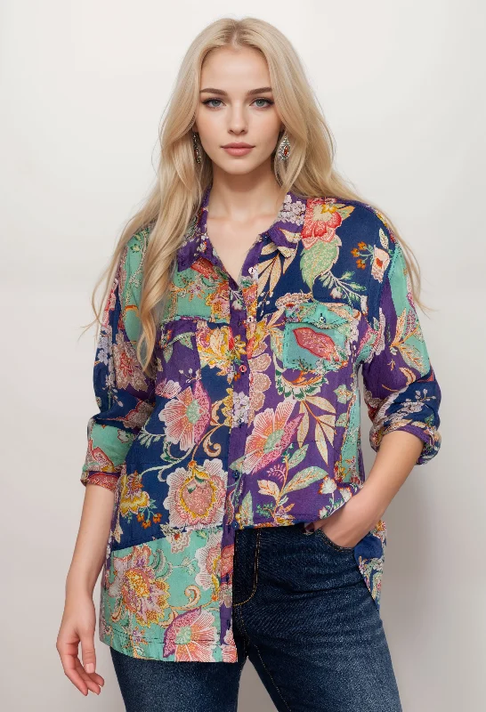 Weekend Discounts You Deserve Johnny Was Womens Vivienne Leya Button Up Shirt C11524A Boho Chic Plus Size