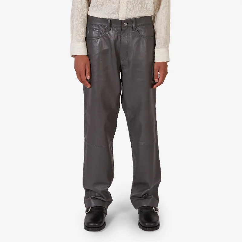 Loose Leather Pant Grey