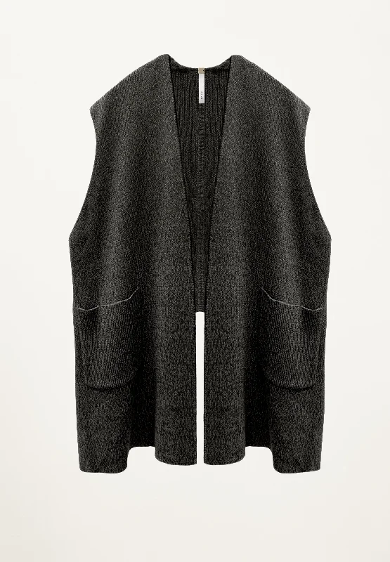 Best Bargains Ribbed Poncho Vest in Ash