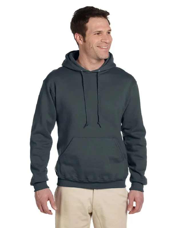 Jerzees SuperSweats Hooded Pullover Sweatshirt | Black Heather