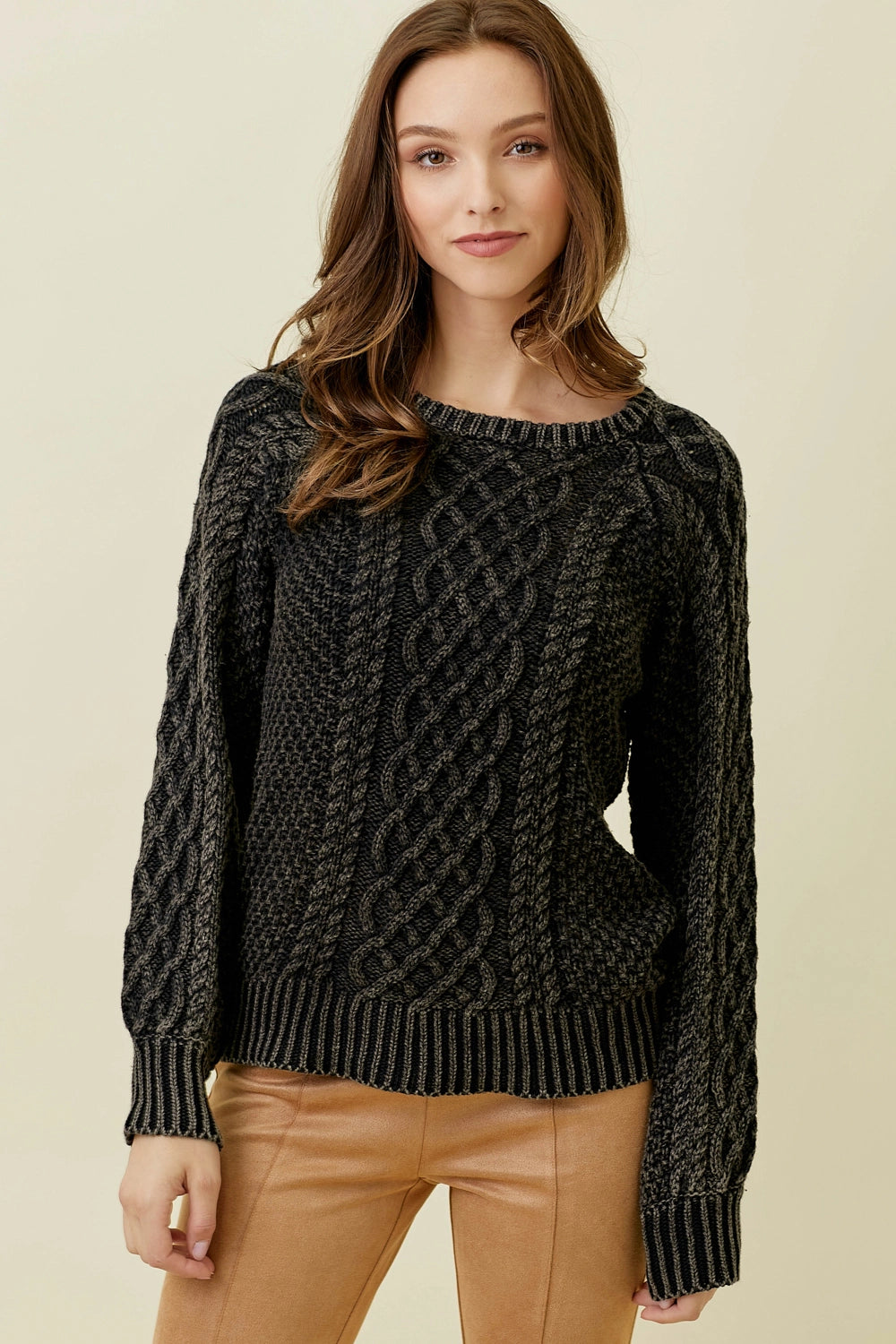 Great Deals Washed Cable Sweater