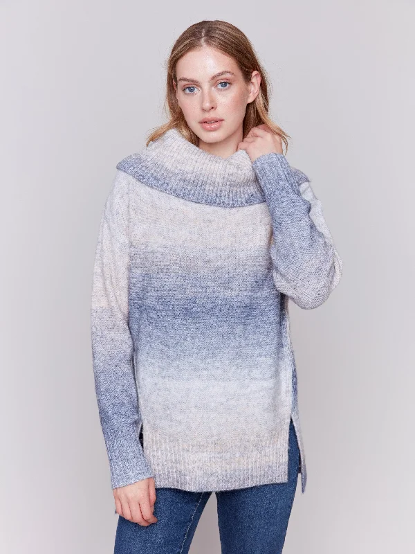 Stock Clearance Long Cowl Neck Sweater - Frost