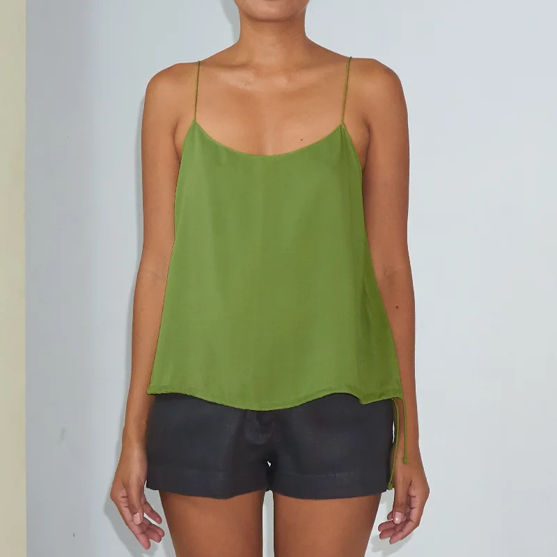 Limited Availability RINKI STRING CAMISOLE - Rayon Voile | Moss Green