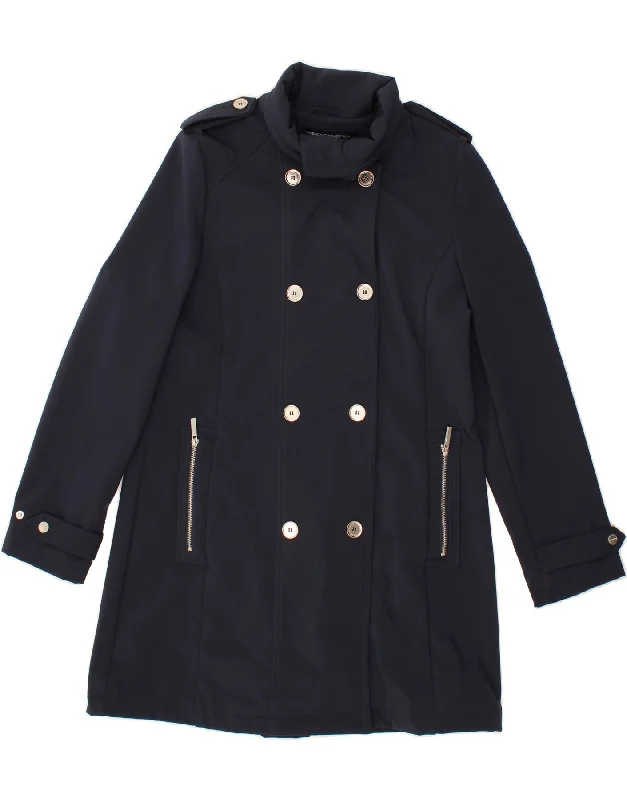 Final Clearance FRENCH CONNECTION Womens Overcoat UK 16 Large Navy Blue Polyester