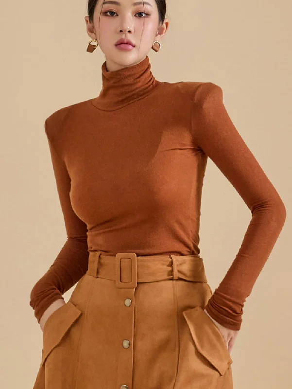 Final Clearance E2817 Roll Neck Padded Top