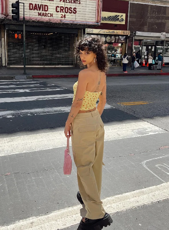 Weekend Special Luna Mid Rise Cargo Pants Beige