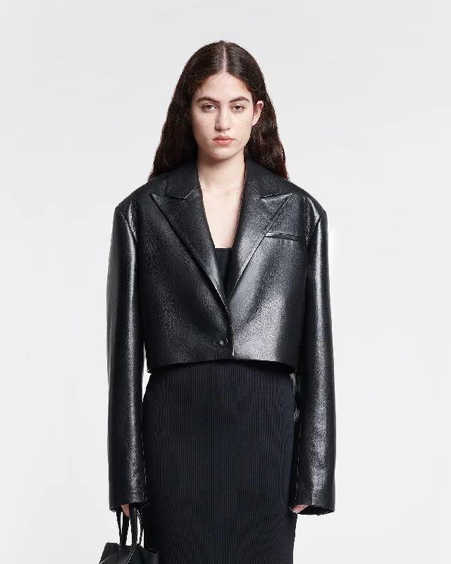 Price Buster Aidula - Cropped Okobor™ Alt-Leather Blazer - Black