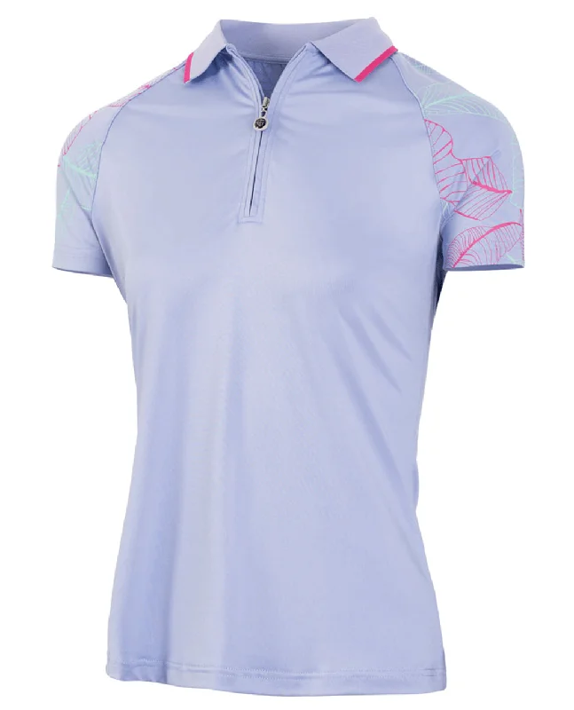Markdown Sale ISLAND GREEN Printed Leaf Polo 301 Lavender