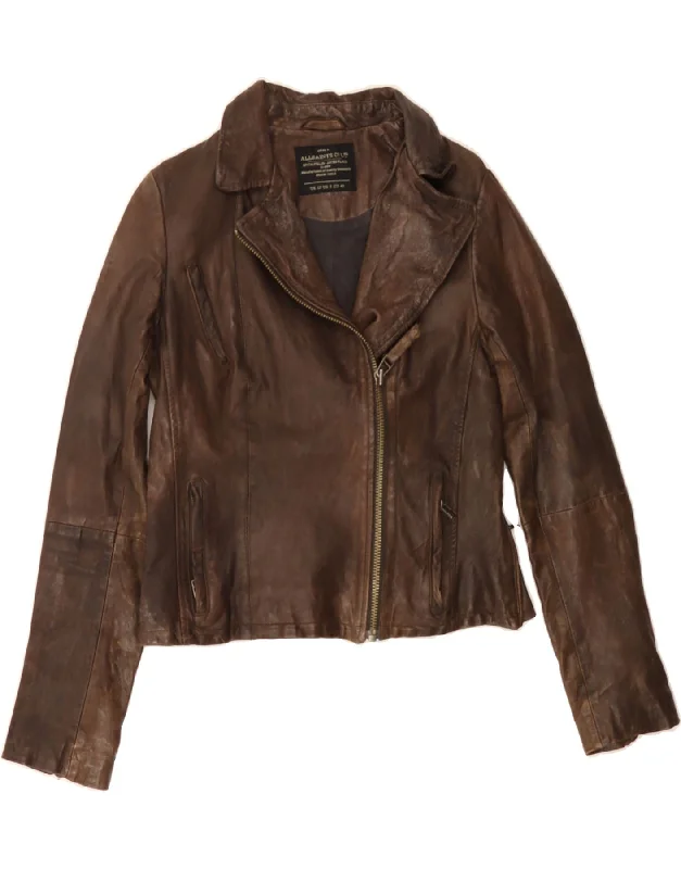 Today Only ALL SAINTS Womens Leather Biker Jacket UK 12 Medium Brown Leather