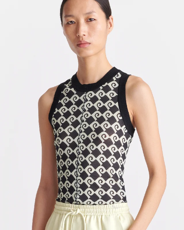 Weekend Deal Denalie - Mesh Jersey Top - Diamond Check/Black
