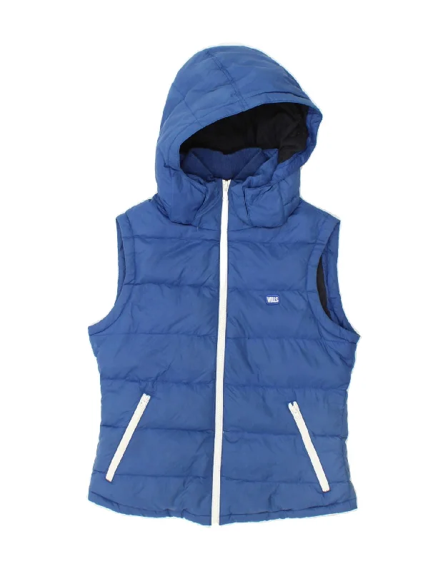Cash Savings JACK WILLS Womens Hooded Padded Gilet UK 10 Small Blue Polyester