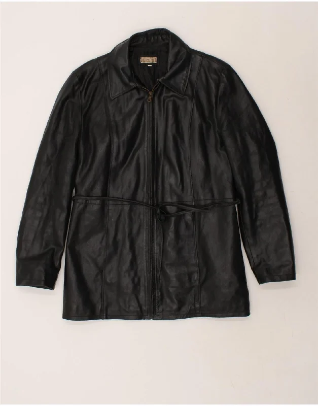 Price Rollback VINTAGE Womens Leather Jacket UK 14 Medium Black Leather
