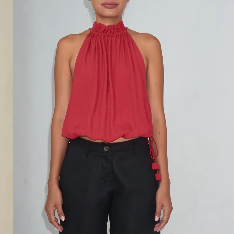 Bargain Prices STREAM HALTER TOP - Rayon Fujette Crepe | Dark Raspberry