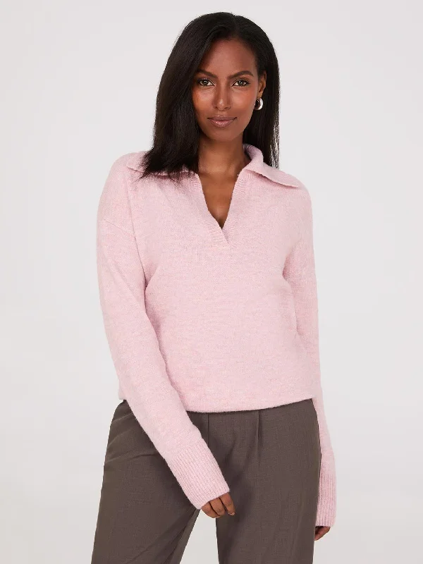 Year-End Sale Johnny Collar Long Sleeve Sweater