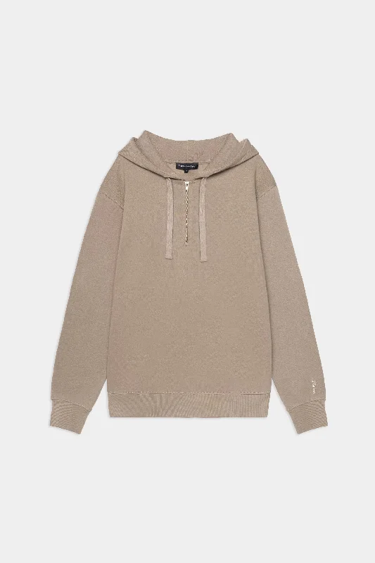 Half Zip Print Detail Relaxed Fit Hoodie