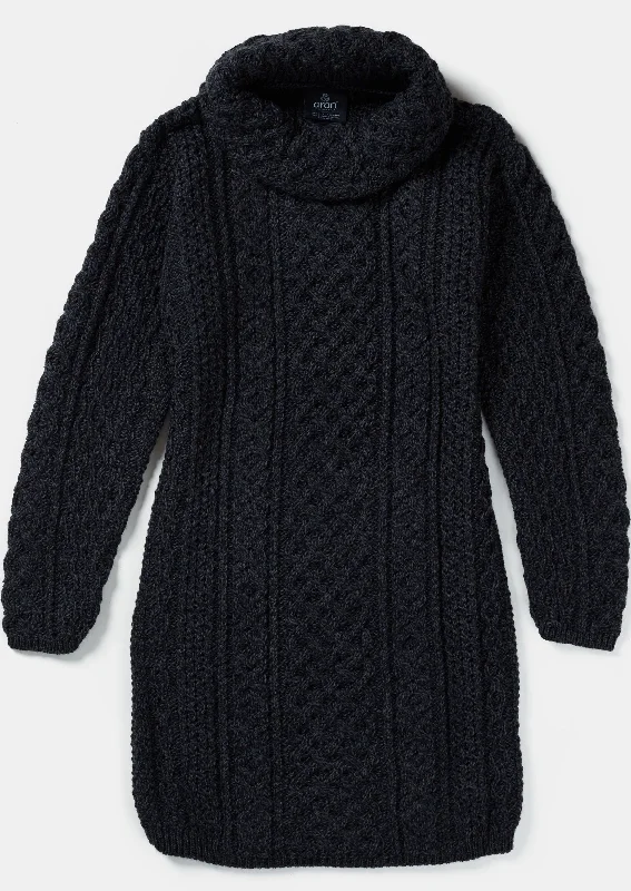 While Supplies Last Aran Cowl Neck Dress | Charcoal