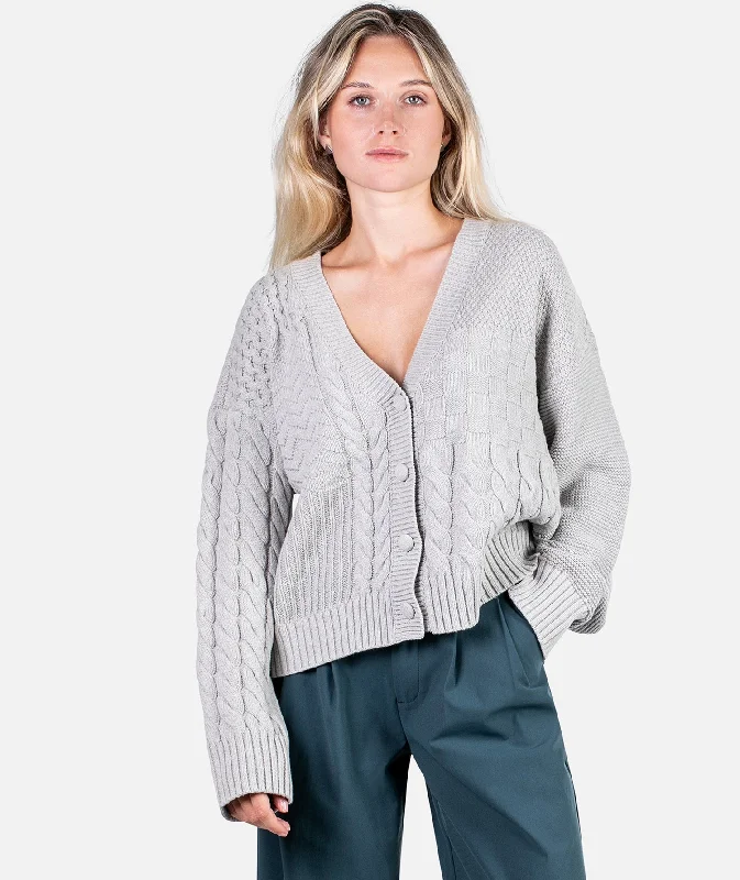 Don't Delay Quincy Patchwork Cardigan - Grey