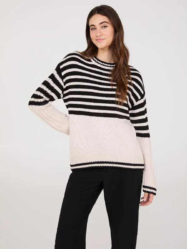 Mega Sale Striped Crew Neck High-Low Sweater