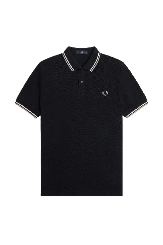 Fred Perry Twin Tipped Polo Shirt Blk/SnWhi/WrmGry