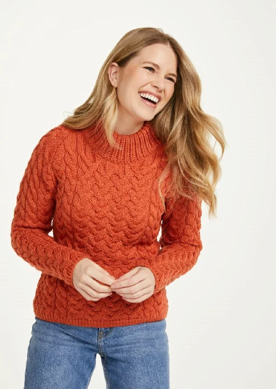 Don't Wait Aran Crew Neck Sweater | Autumn Leaves