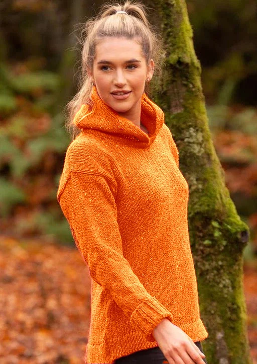 Super Discount Ladies Donegal Hooded Sweater | Orange