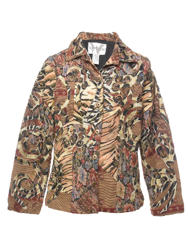 Abstract Floral Pattern Multi-Colour Tapestry Jacket - S