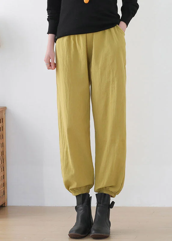 New Markdowns Fashion Ginger Elastic Waist Pockets Linen Harem Pants Summer