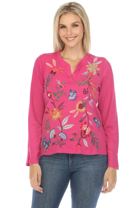Weekend Bargains Just for You Johnny Was JWLA Sandra Split Jersey Tee Boho Chic J10423  *