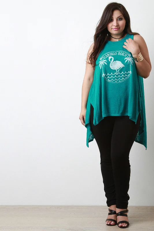 Weekend Specials to Savor Flamingo Beach Graphic Print Tank Top