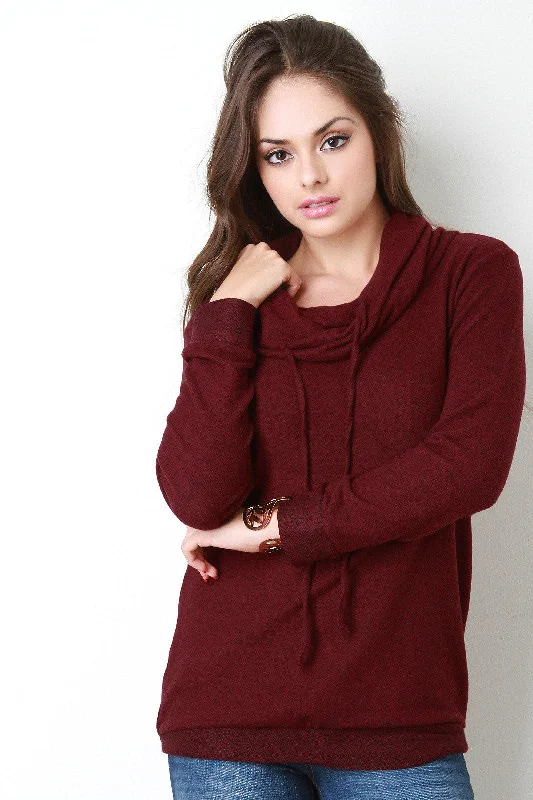 Weekend Shopping Made Better Drawstring Cowl Neck Sweater