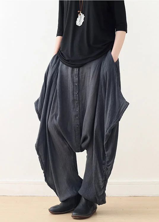 Price Reduction Fine Dark Grey Oversized Tie Dye Cotton Harem Pants Fall