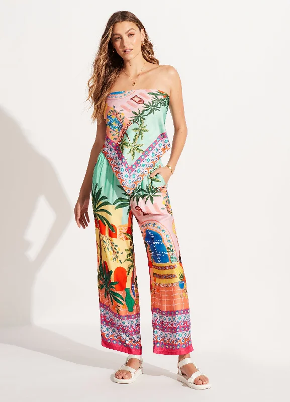Weekend Savings Spectacle On Vacation Silk Pant - Azure