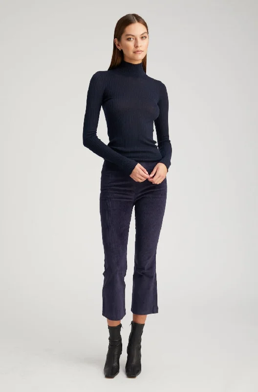Online Only Navy Corduroy Crop Flare Pants
