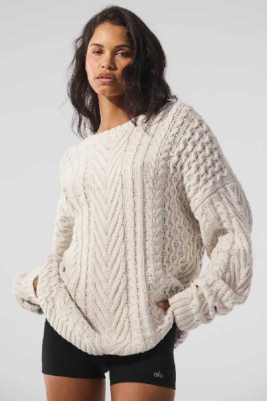 Buy Today Cable Knit Crew Neck Sweater - Bone