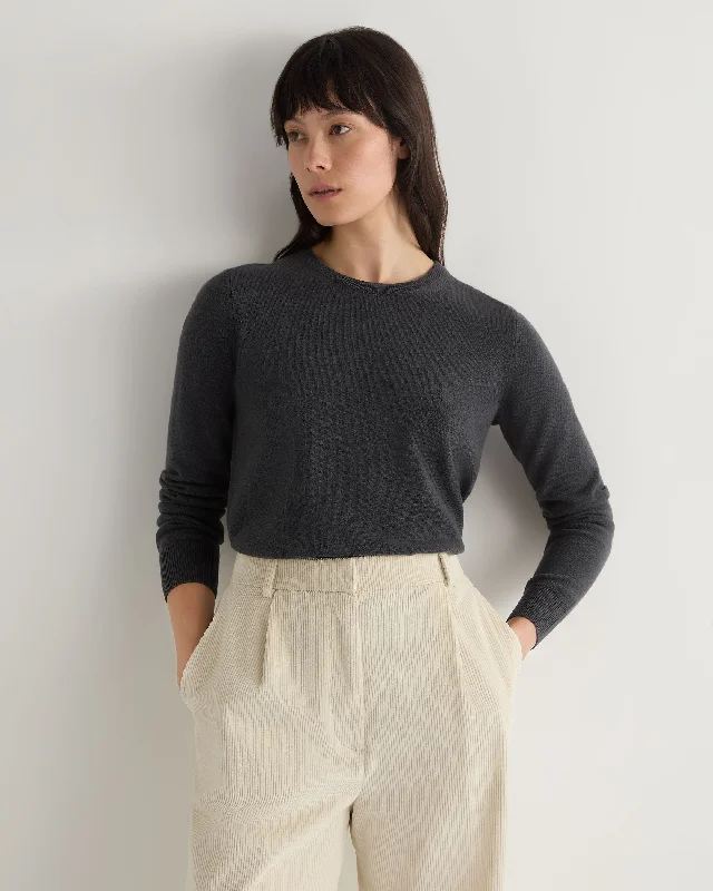 Fantastic Savings Women's Evie Classic Round Neck Cashmere Sweater Anthracite Grey
