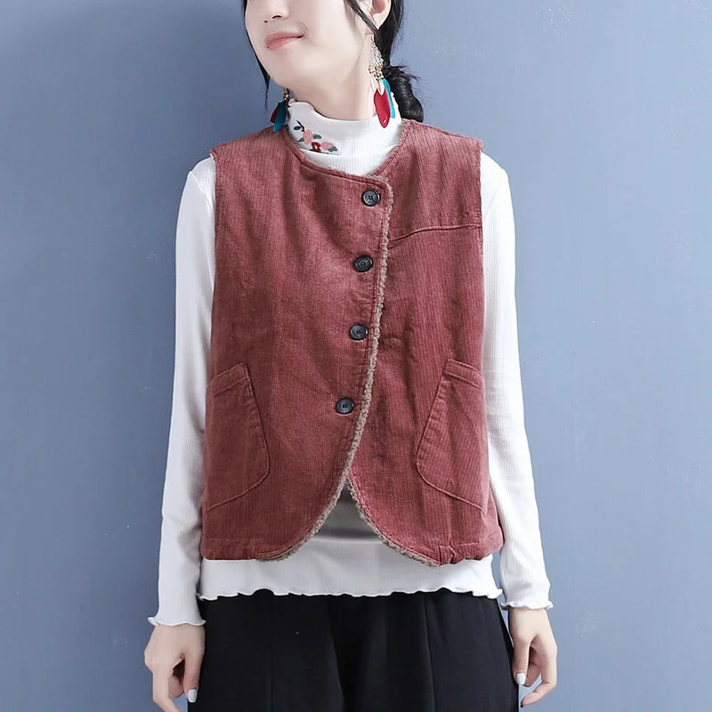 Deal Mania Women Winter Retro Woolen Loose Vest
