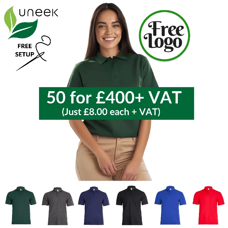 Massive Deals 50 For £400 Uneek Eco Polo Shirt Bundle Deal